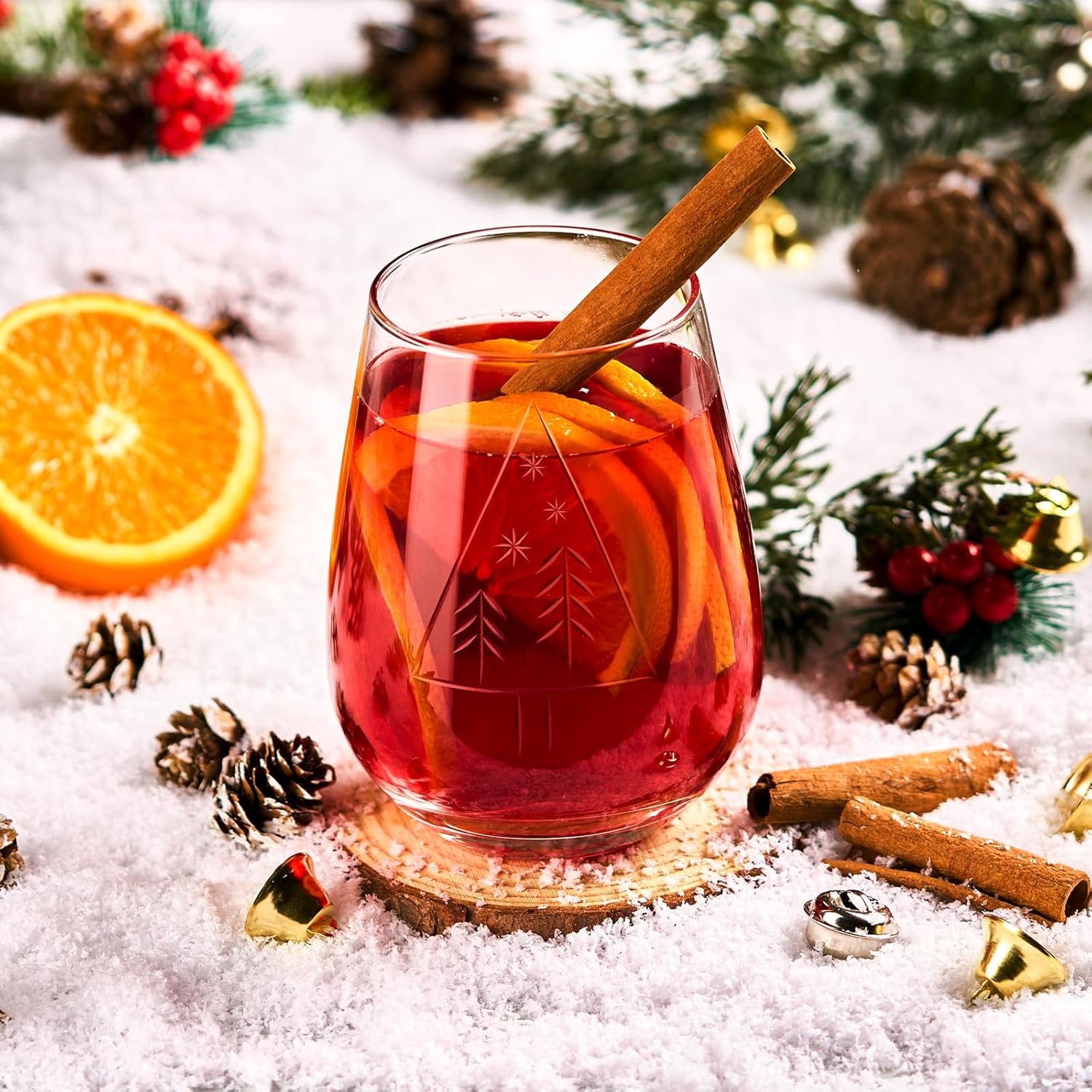 Stemless Wine Glasses -16 Oz Hand-Carved Christmas Tree Crystal Wine Glass - Lead-Free Stemless Red Wine Tumbler Wine Glasses - Gifts for Boyfriend, Husband,Friends, Lover and Family - Image 2