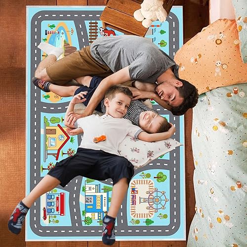 Miniatura 8 de Alfombra de juego para niños, Carprt para sala de juegos y aula, alfombra de área educativa con respaldo antideslizante, alfombra de juego de vida