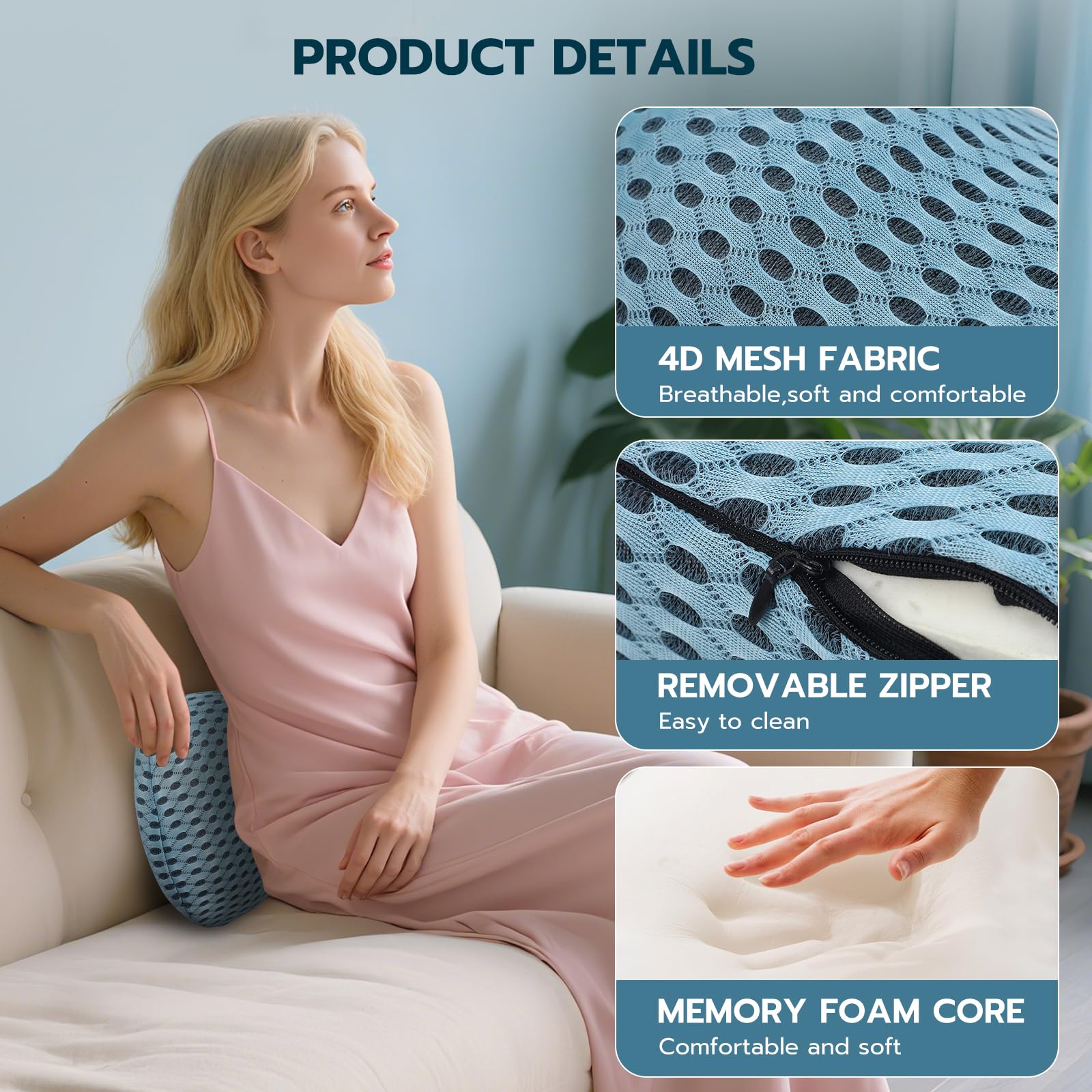 Cuscino Supporto Lombare Auto Ergonomico in Memory Foam, Cuscino Lombare Divano | Supporto Lombare per Auto & Cuscino Schiena Ufficio, Sollievo dal Mal di Schiena, Adatto a Letto/Ufficio/Divano