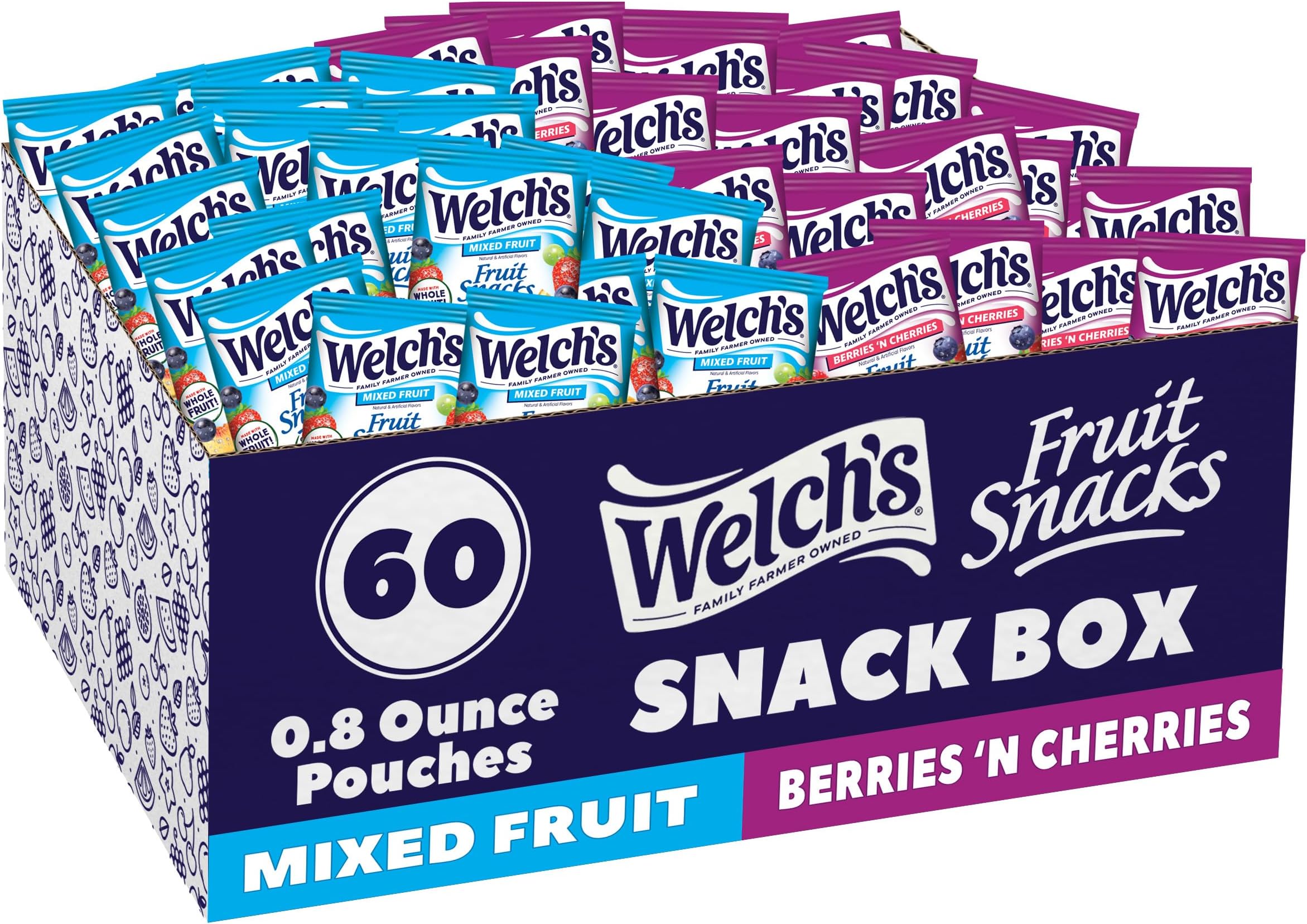 Welch's Fruit Snacks, Mixed Fruit Snack Box, Gluten Free, 0.8oz Snack Packs (...