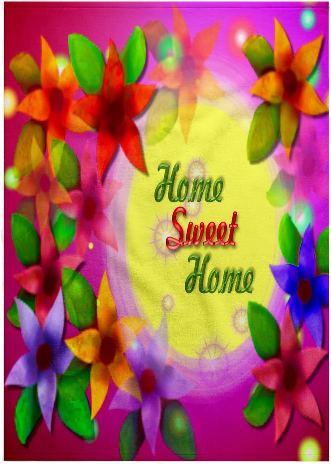 3dRose Home Sweet Home Flowered Colorful Art 22x30 Bath Hand Pool Towel