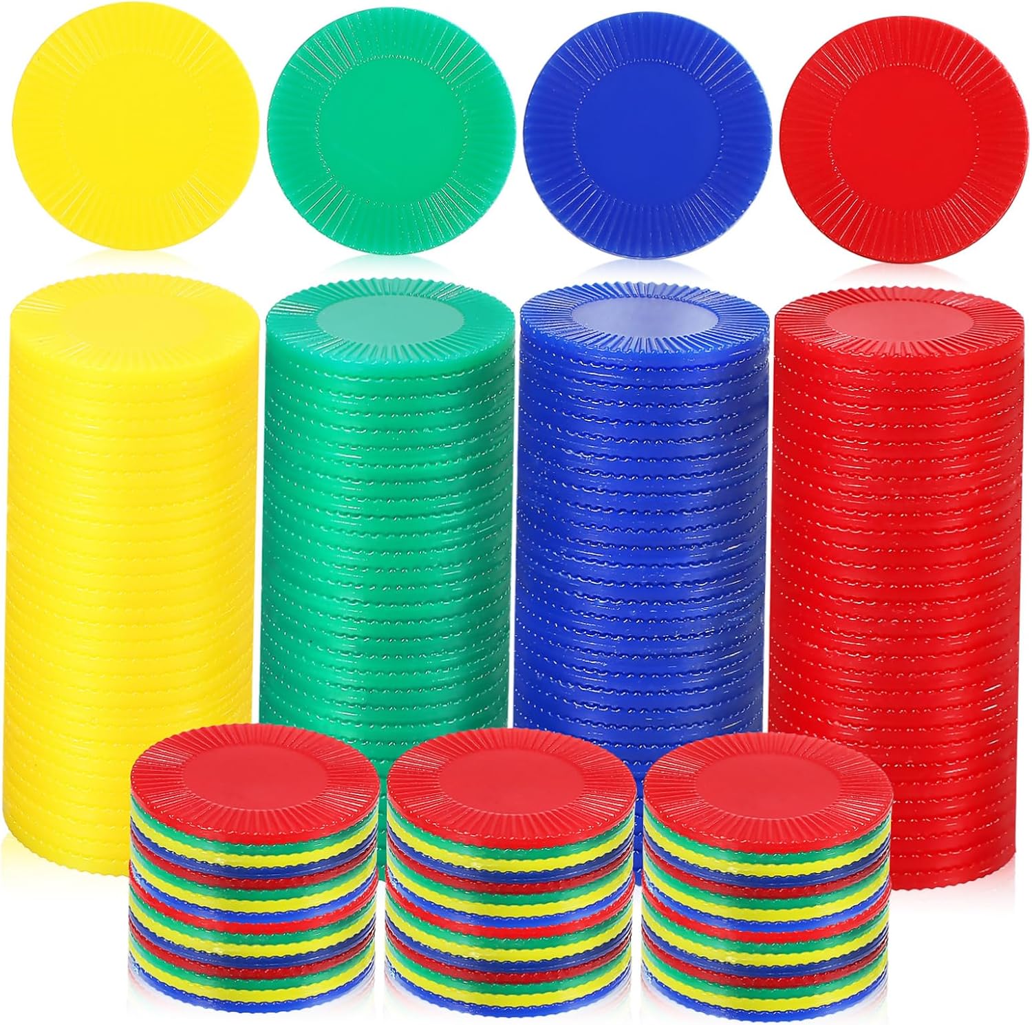 Kisangel 400 Pcs Poker Chips Bingo Chips Plastic Counters Game Tokens for Mathematical Activities