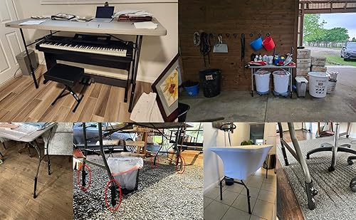 Miniatura 9 de Elevadores de mesa plegables para mesas plegables, patas rectas/dobladas, extensiones de patas de mesa plegables duraderas, 2 niveles/alturas,