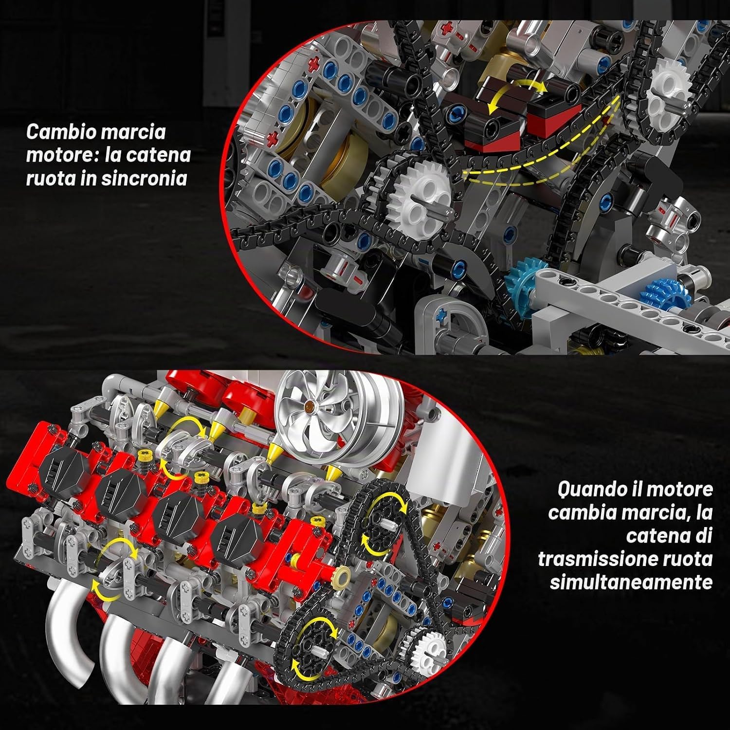 Mould King 10130 F488 Super Car V8 Biturbo da Costruire, Kit Tecnico Motorizzato con 2718 Pezzi, Motore Elettrico XL, 8 Pistoni e Doppio Turbocompressore
