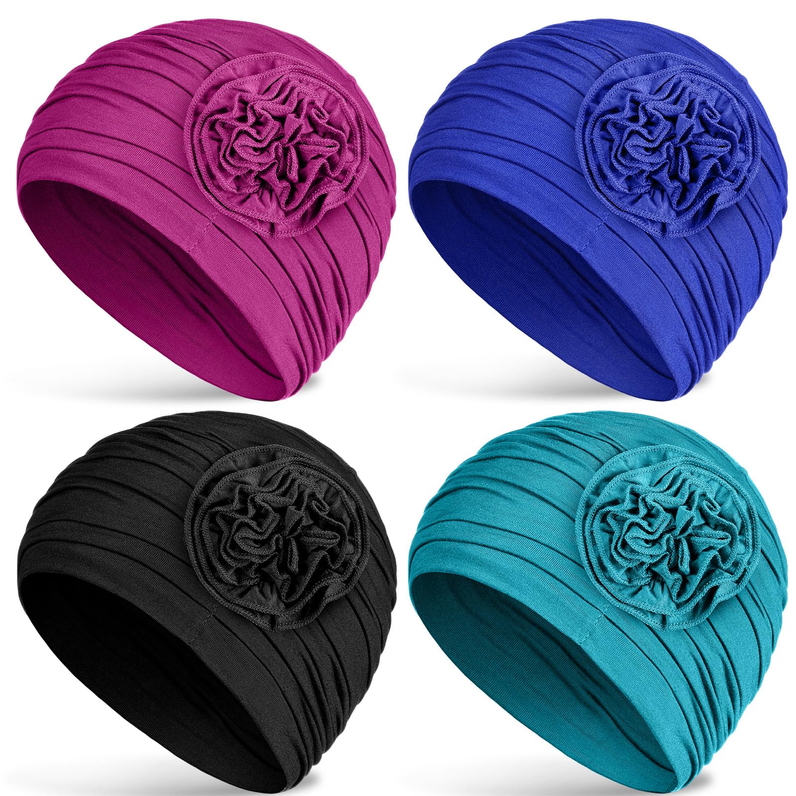 6 Pcs Cotton Chemo Headwear for Women Turban Soft Cancer Head Scarf Hats Beanie Elastic Hair Wraps Gift for Christmas