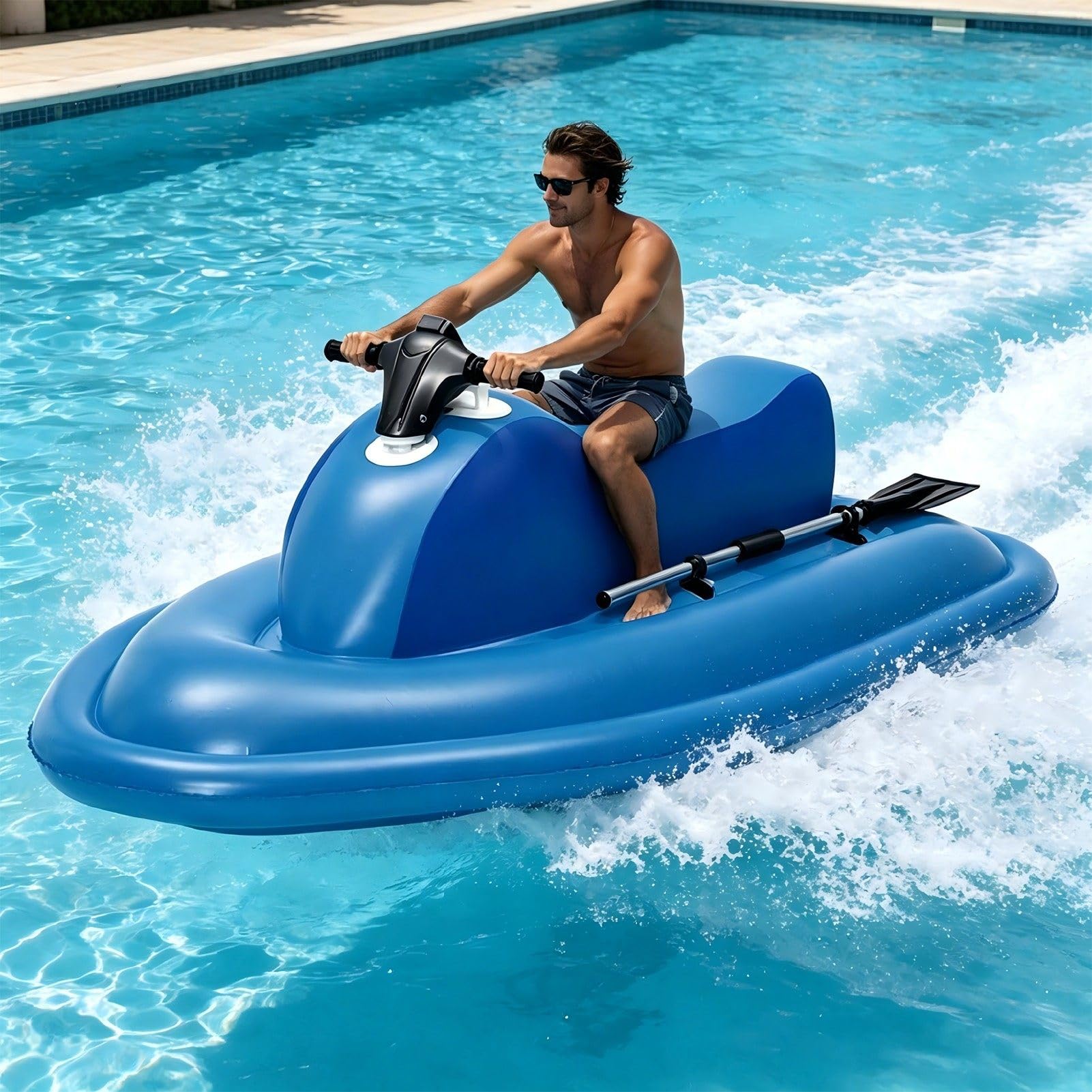 ExoticaBlend Foldable 2-in-1 Electric Inflatable Jet Ski & Diving Underwater Scooter 500W/700W 7km/H for Adults and Kids Sea Diving Swimming Equipment 500W10A