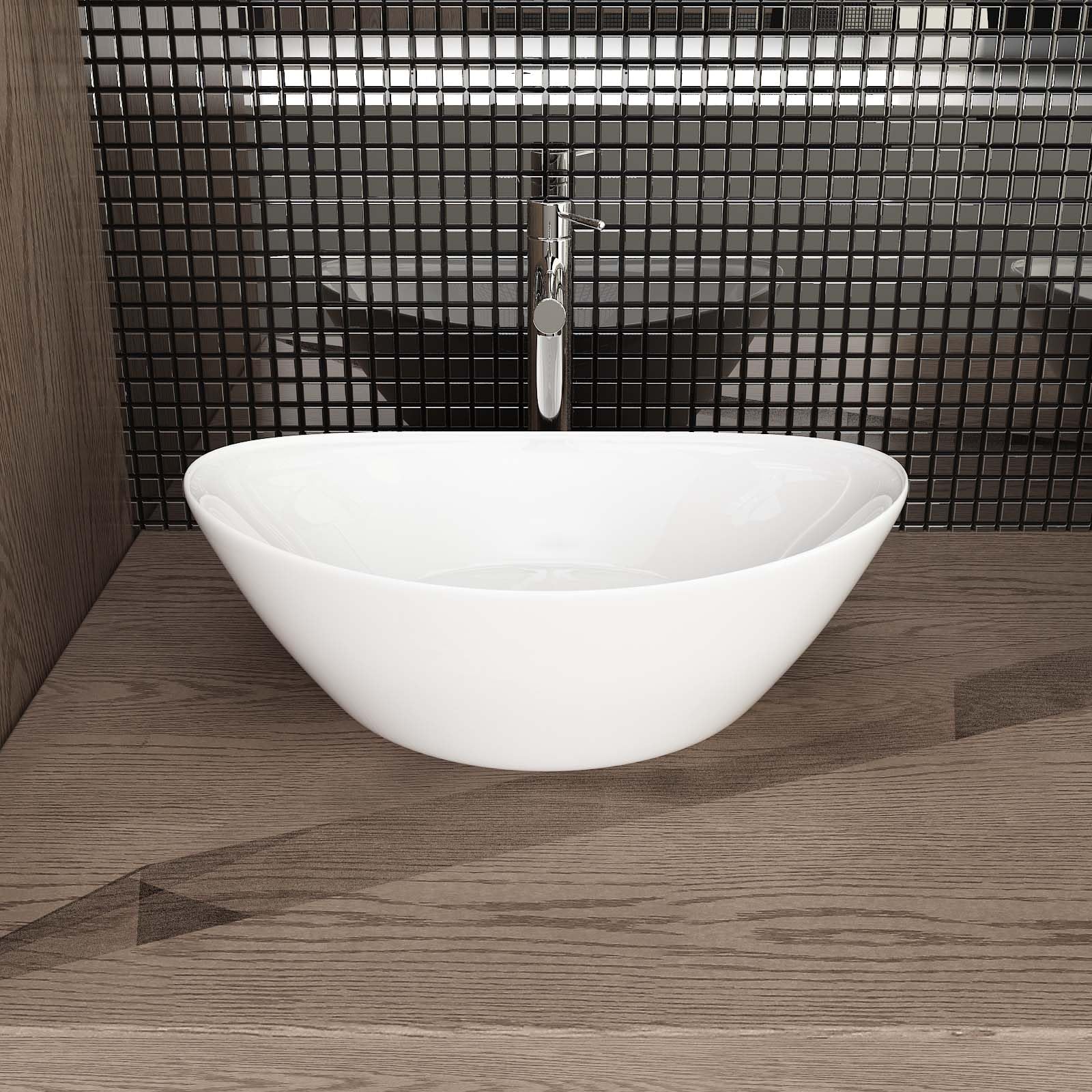 Ceramiczna umywalka stołowa do toalety dla gości Waschbecken24 (biały / A689, 45x28x15cm)