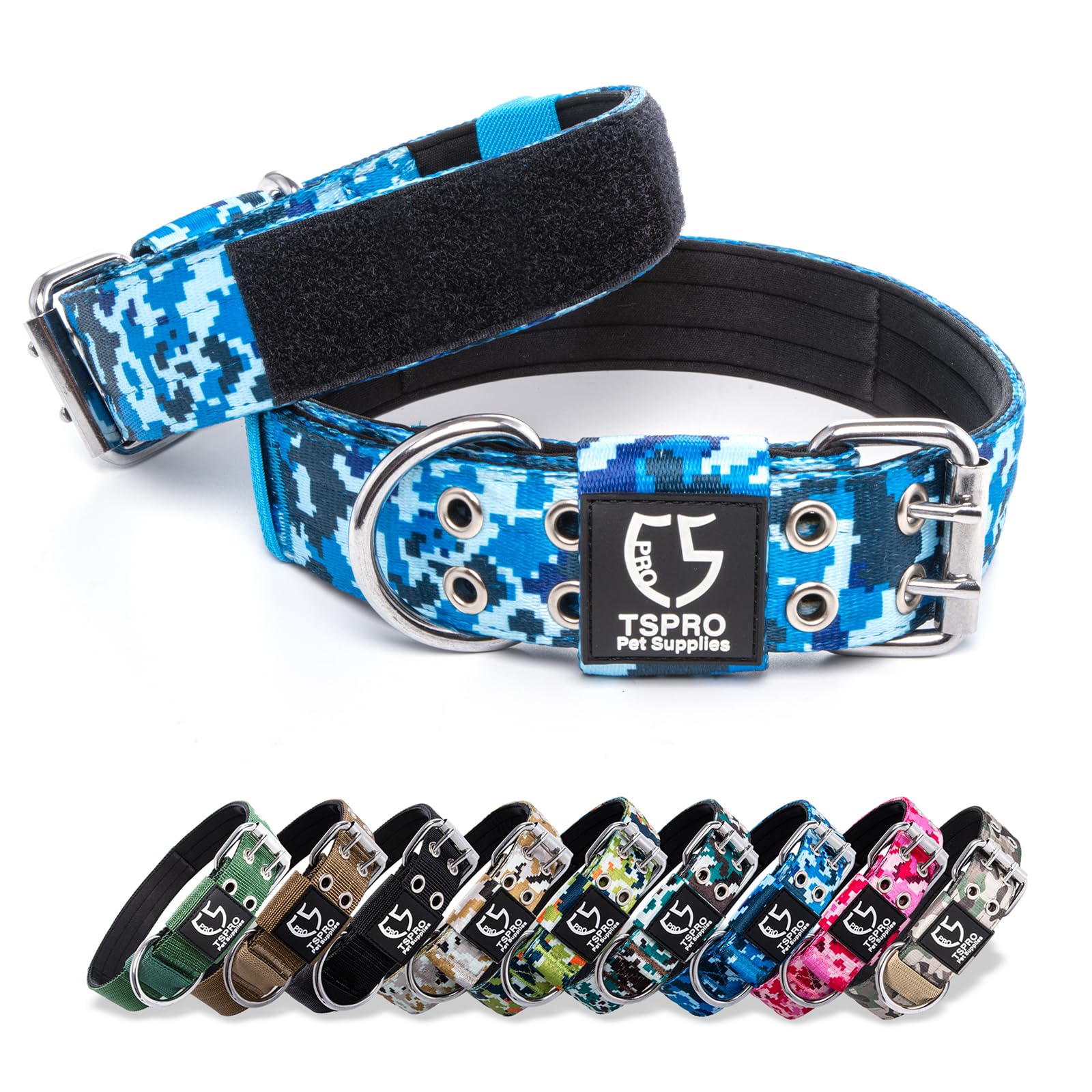 TSPRO Collar Táctico para Perros Ajustable, Collares con Broche de Metal Robusto, de 3,8 cm de Ancho, Duradero y Cómodo para Perros Medianos y Grandes (Camo Rosado M) — view 52