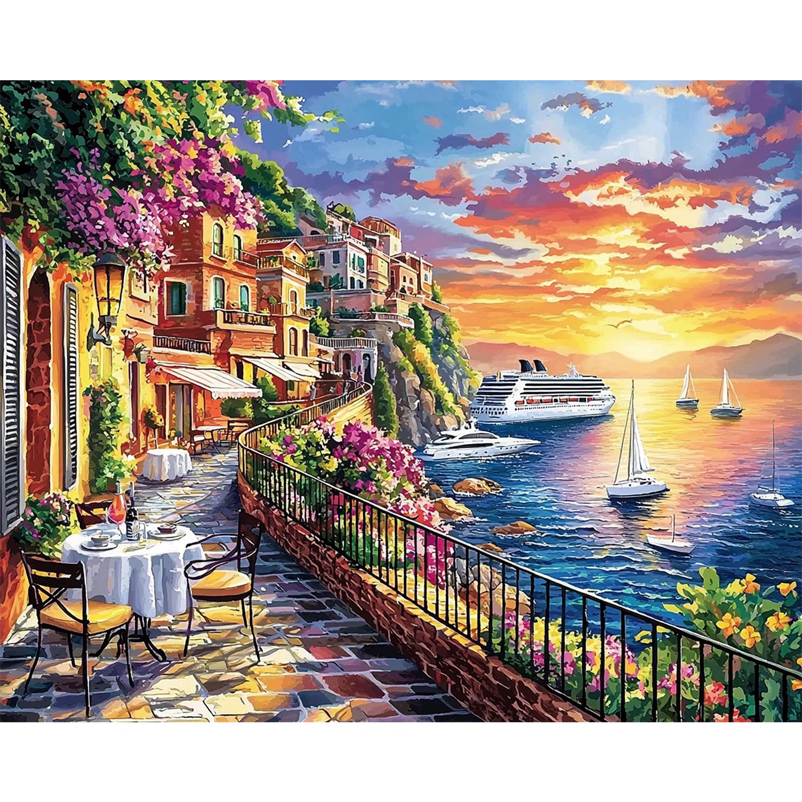 MAXBYE Adults Paint by Numbers Kits, DIY Sea Scenery Painting by Numbers