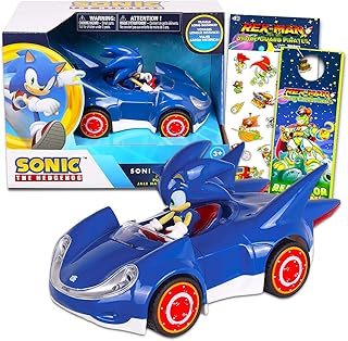 The Hedgehog Toy Race Car Set - Sonic Gift Bundle with Sonic Pull Back Racecar Plus Stickers and More (Sonic Race Car Set), sonic racecar set (sonic racecar set)