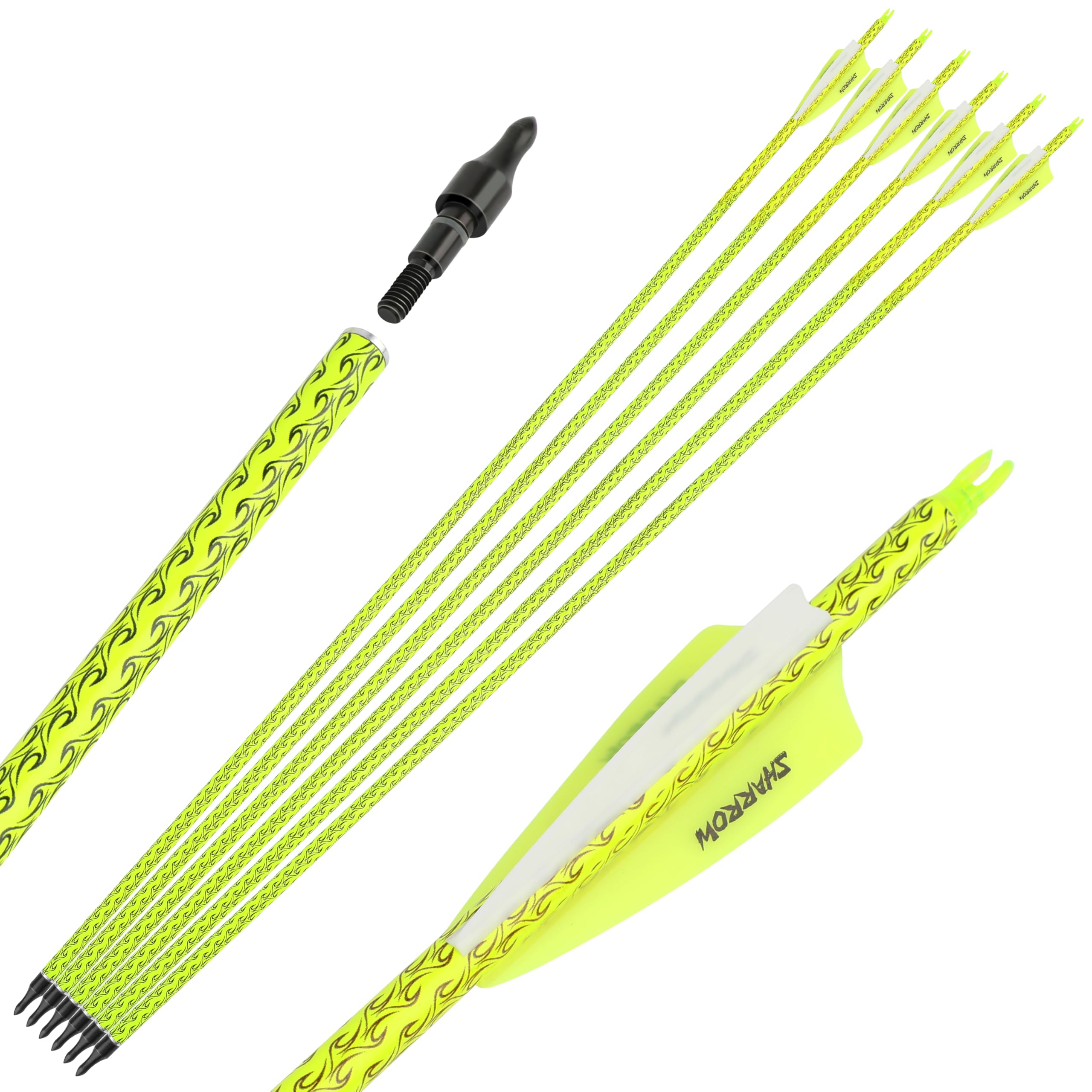 wolfman 30 Zoll Carbonpfeile für Bogenschießen Farbig Spine 500 Pfeile Carbon Zielpfeile Jagdpfeile mit 4 Zoll Federn Pfeile für Recurvebogen Compoundbogen