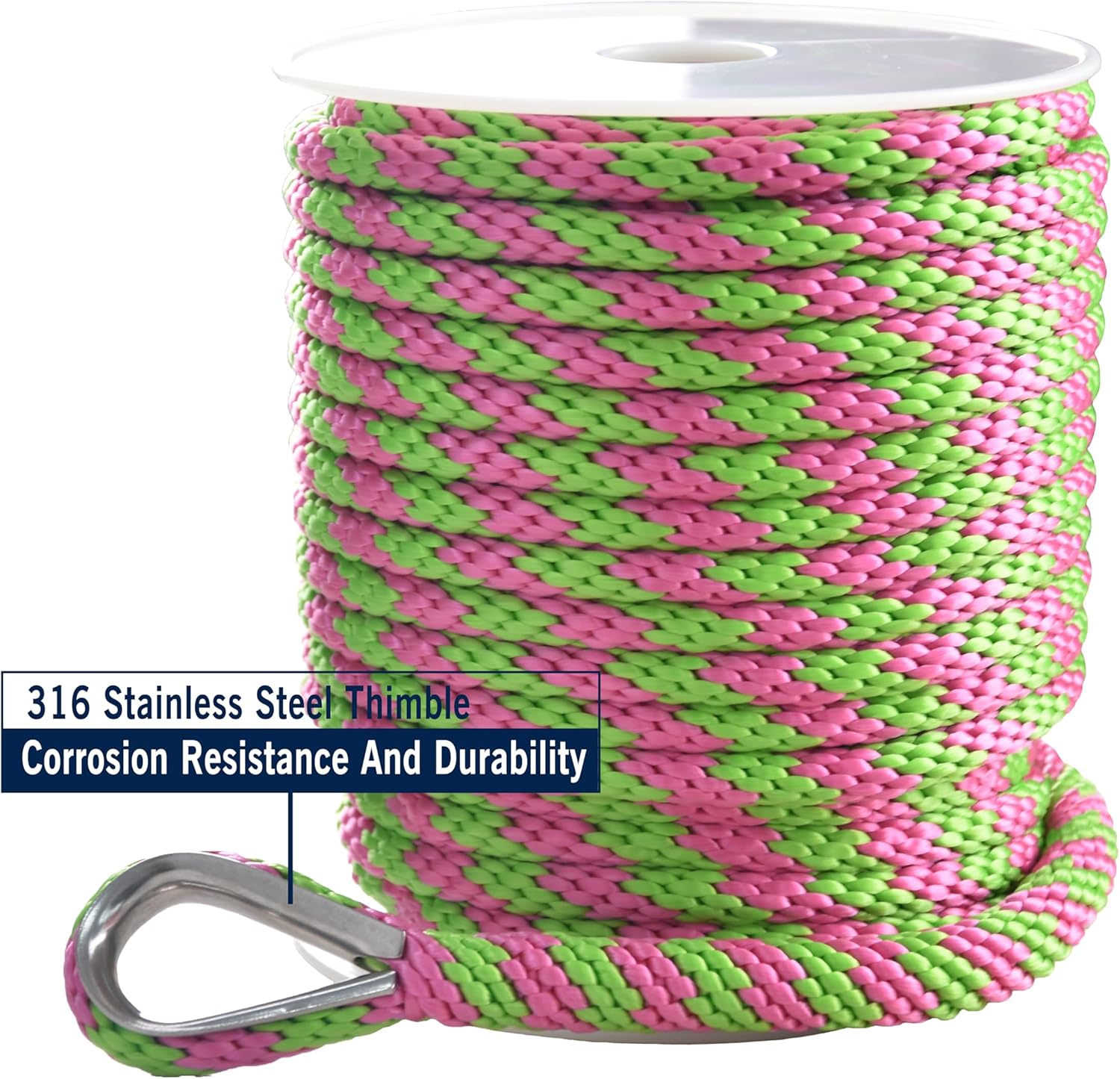 TetherTite Boat Dock Lines 5/8 Inch 20/25/30 Ft,Double Braided Nylon Boat Dock Lines with Loop, Mooring Line Marine Rope (3/8" X102') - Image 2