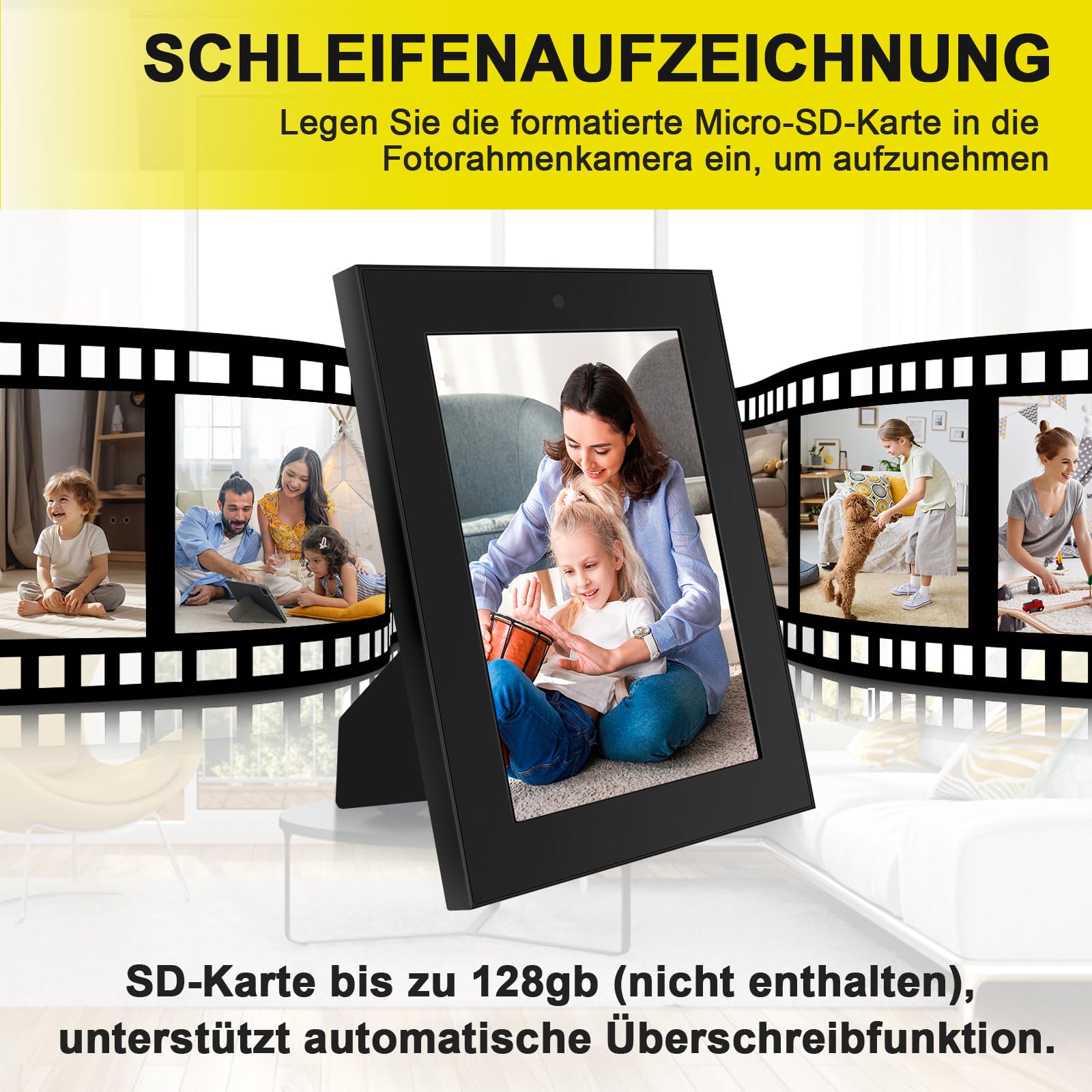 LXMIMI Bilderrahmen Kamera HD 1080P Kleine-Kamera, Fotorahmen Videokamera, Bilderrahmen Kleine Kamera Unterstützung Bewegungserkennung und Loop-Aufnahme, 4 Stunden Akkulaufzeit