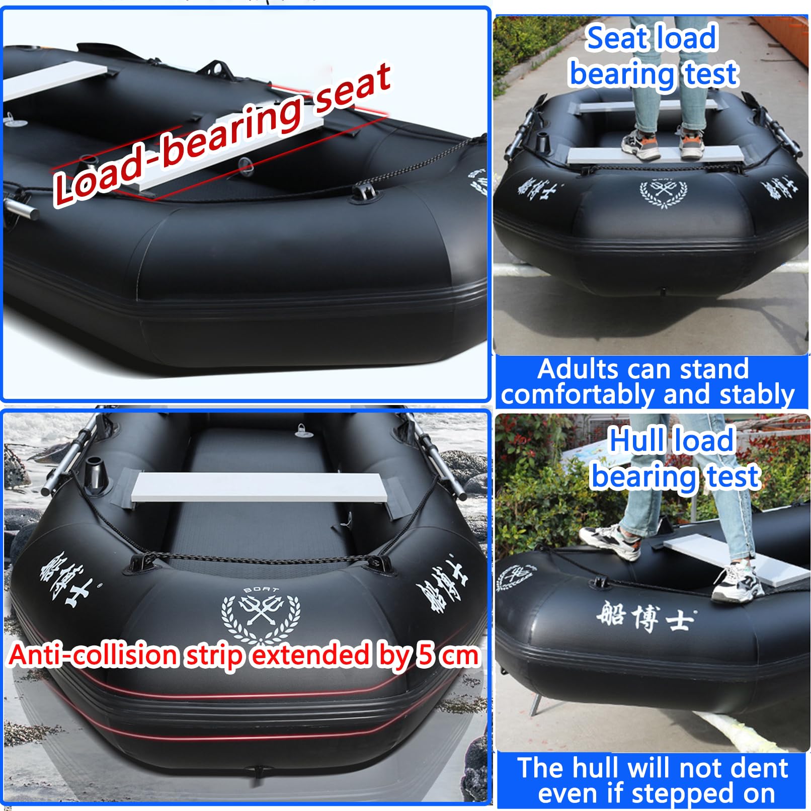 Kayak gonfiabile per pesca e attività acquatiche, supporta fino a 148 kg, ideale per laghi, fiumi e avventure oceaniche