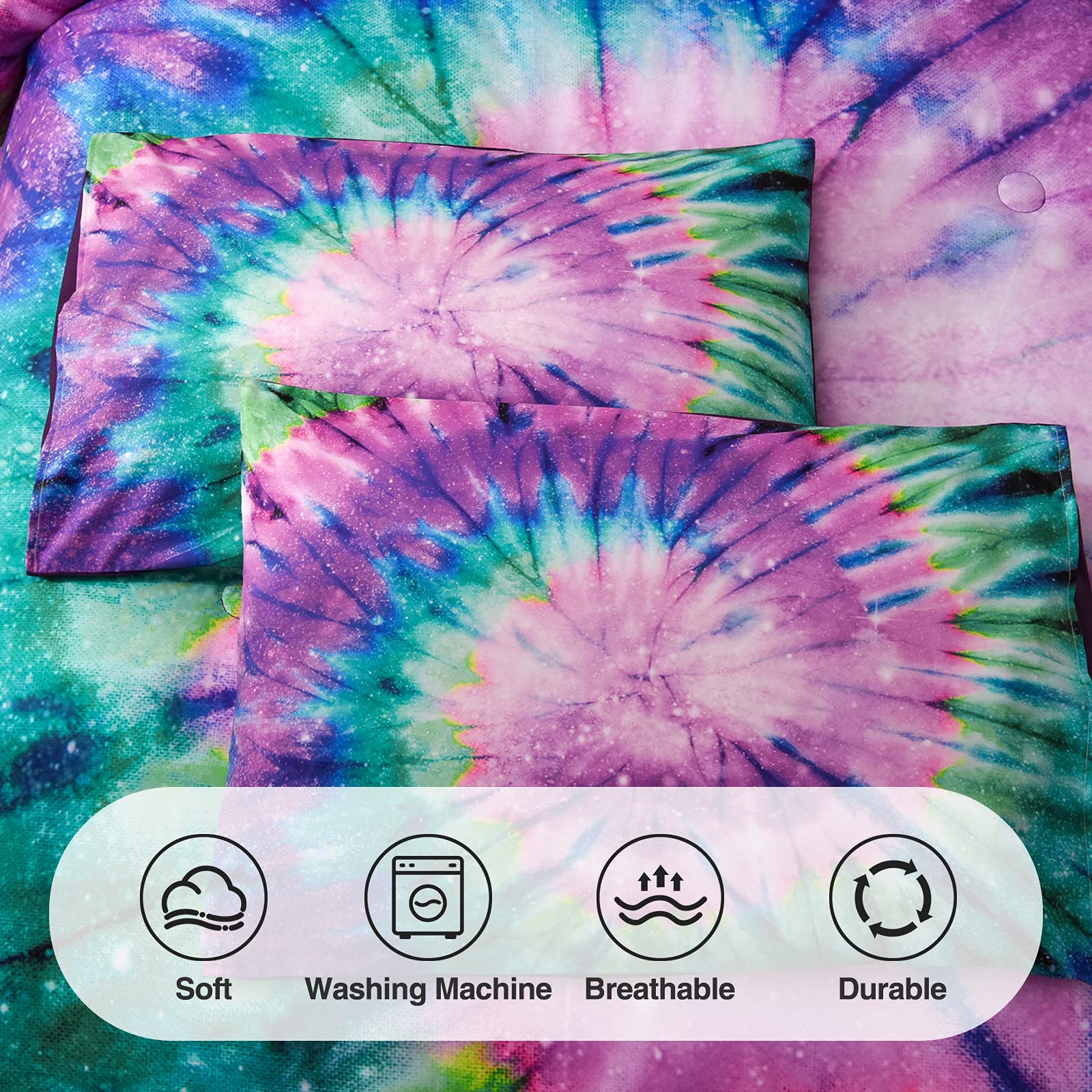 A Nice Night Bedding Tie Dye Galaxy Comforter Set, Psychedelic Swirl