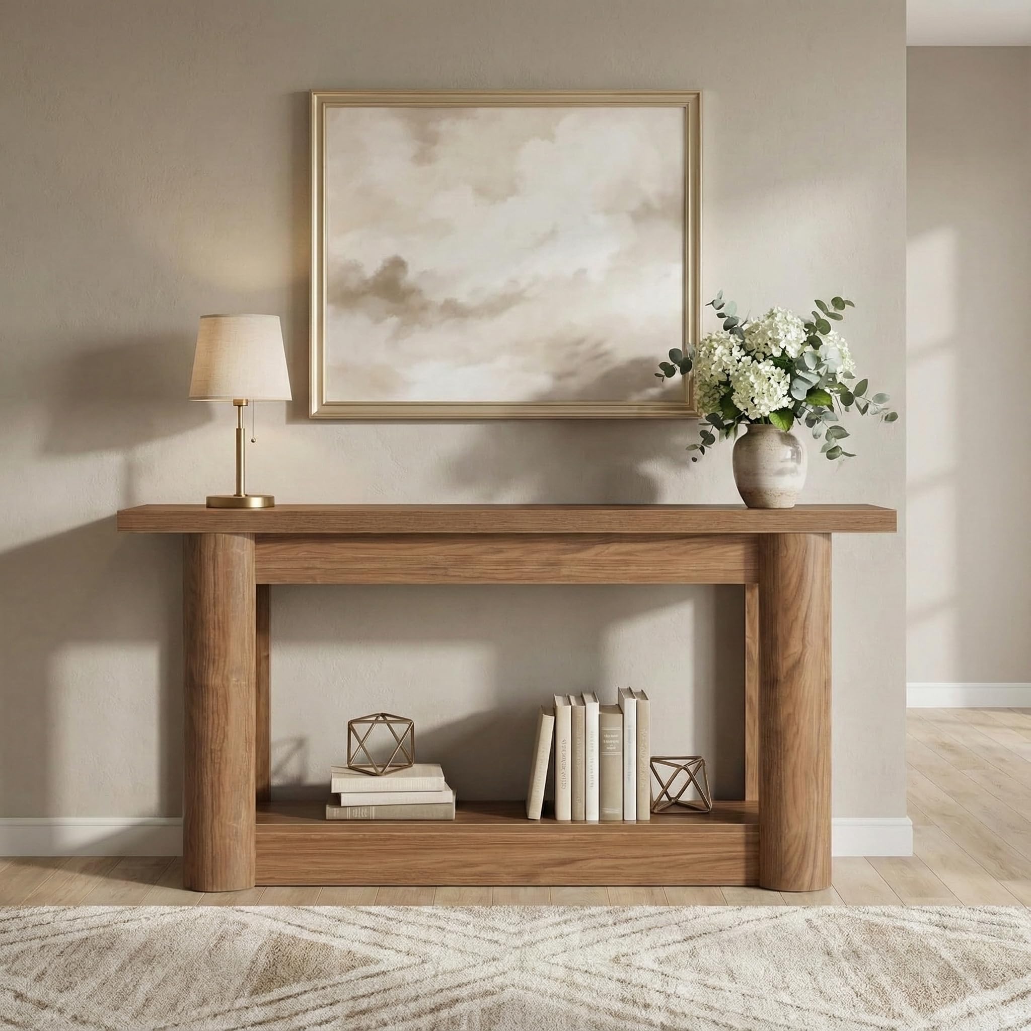 Lailang 160cm Mesa de Entrada, Consola Estrecha, Mueble de Entrada Recibidor, Mesa Recibidor Madera, Muebles auxiliares de Salon, 160 x 8 x 41 cm, Marrón Rústico