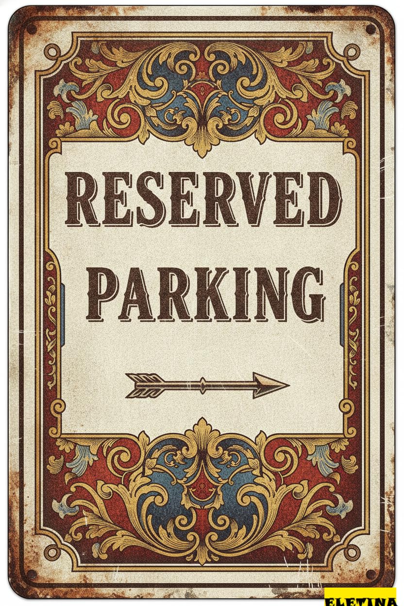 Reserved Parking Aluminum Tin Sign, 8x12 Inch Decor