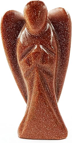 2 inches Natural Gemstone Guardian Angel Hand Curved  15 Choices  Gemstones Crystal Prayer Angel  Home Protection  Pocket Crystal Angel (Clear