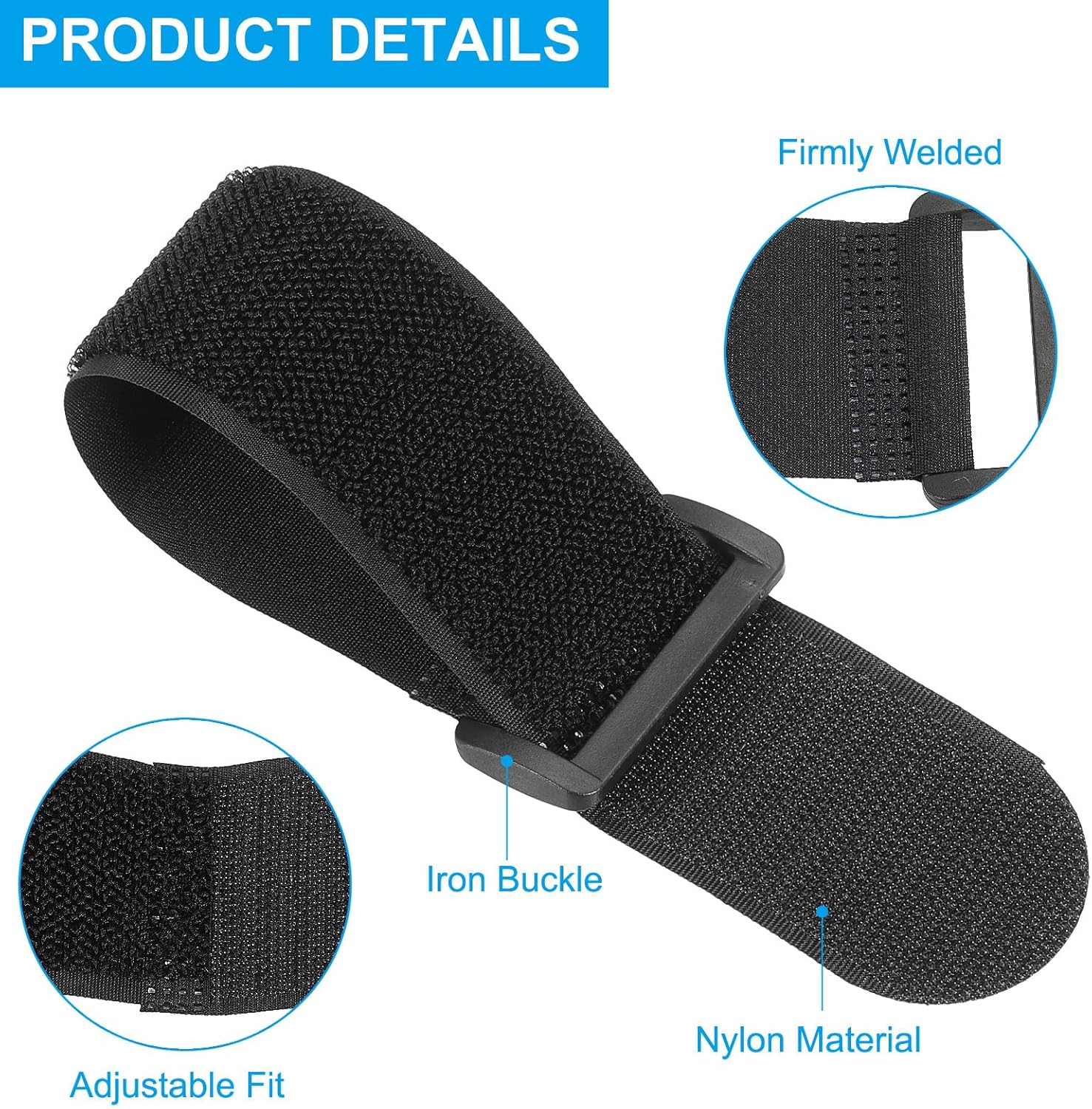 PATIKIL Reusable Cable Ties 20x5inch, 4 Pack Adjustable Hook and Loop Straps Multipurpose Nylon fastening Cord Wrap for Organizer or Storage, Black