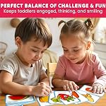 QUOKKA Toddler Puzzles Ages 2-4 – 100% Self-Correcting 16 Matching Pairs of Fruits Veggies – Educational Toddler Puzzles Ages 1-3 with 32 Pieces - Memory Matching Games for 3-5 Years Old Boys & Girls