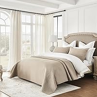 Vista 3 de Calla Angel Evelyn Stitch Chevron - Juego de edredón de algodón puro, 3 piezas, color café, chevron, tamaño Queen