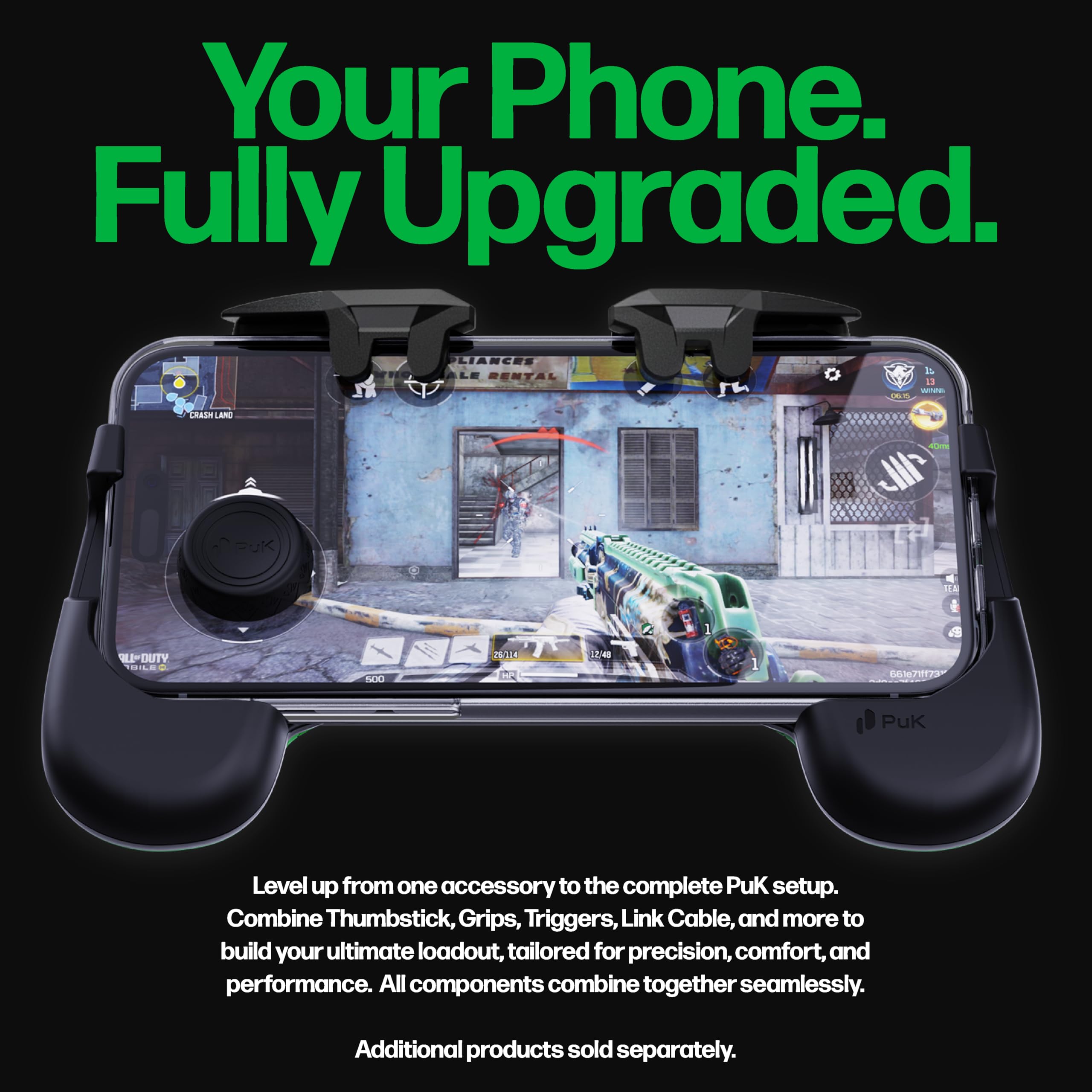 PUK Mobile Gaming Triggers - Clip-On, Zero Delay, Phone Triggers for Gaming - Fortnite, CODM, PUBG Mobile Controller - Game Controller Clip on for Smartphones (iPhone & Android Compatible)