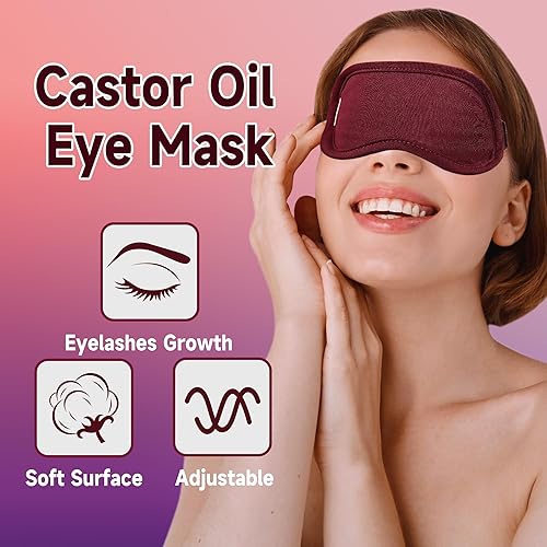 Miniatura 2 de Paquete de 2 paquetes de aceite de ricino orgánico para ojos (almohadilla de algodón de repuesto) paquete de aceite de ricino reutilizable ajustable