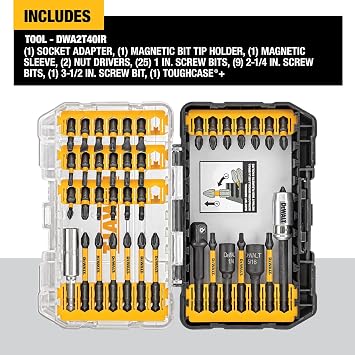 DEWALT Screwdriver Bit Set, 40 Pcs. Impact Ready, FlexTorq Impact Driver Bit Set with Storage Case (DWA2T40IR)