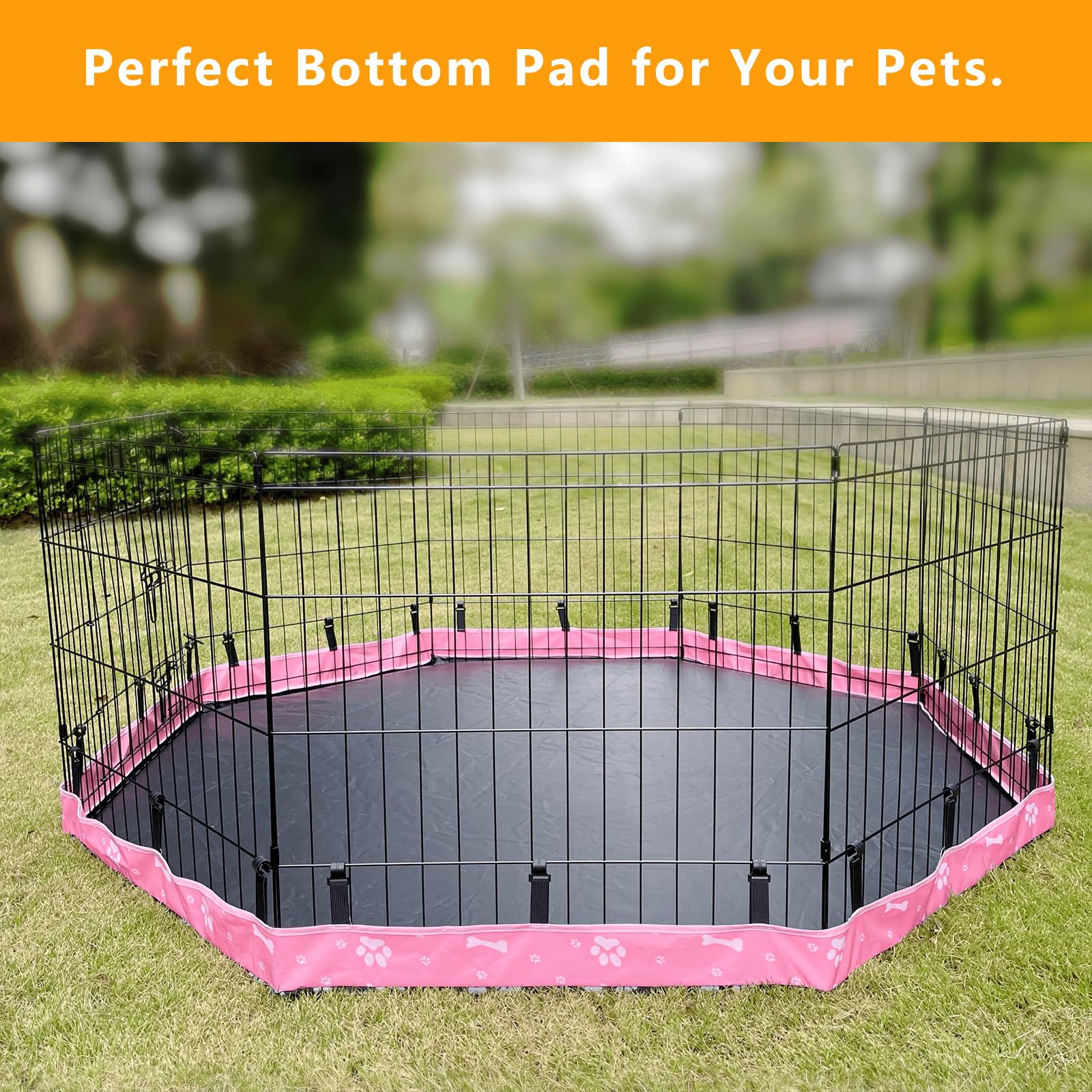 Box per cani con fondo in rete adatto per 61 cm 8 pannelli regolari ottagonali in metallo per esercizi per animali domestici, cuscinetto per gabbia per cani, cuccioli, fibbie elastiche connessioni. -