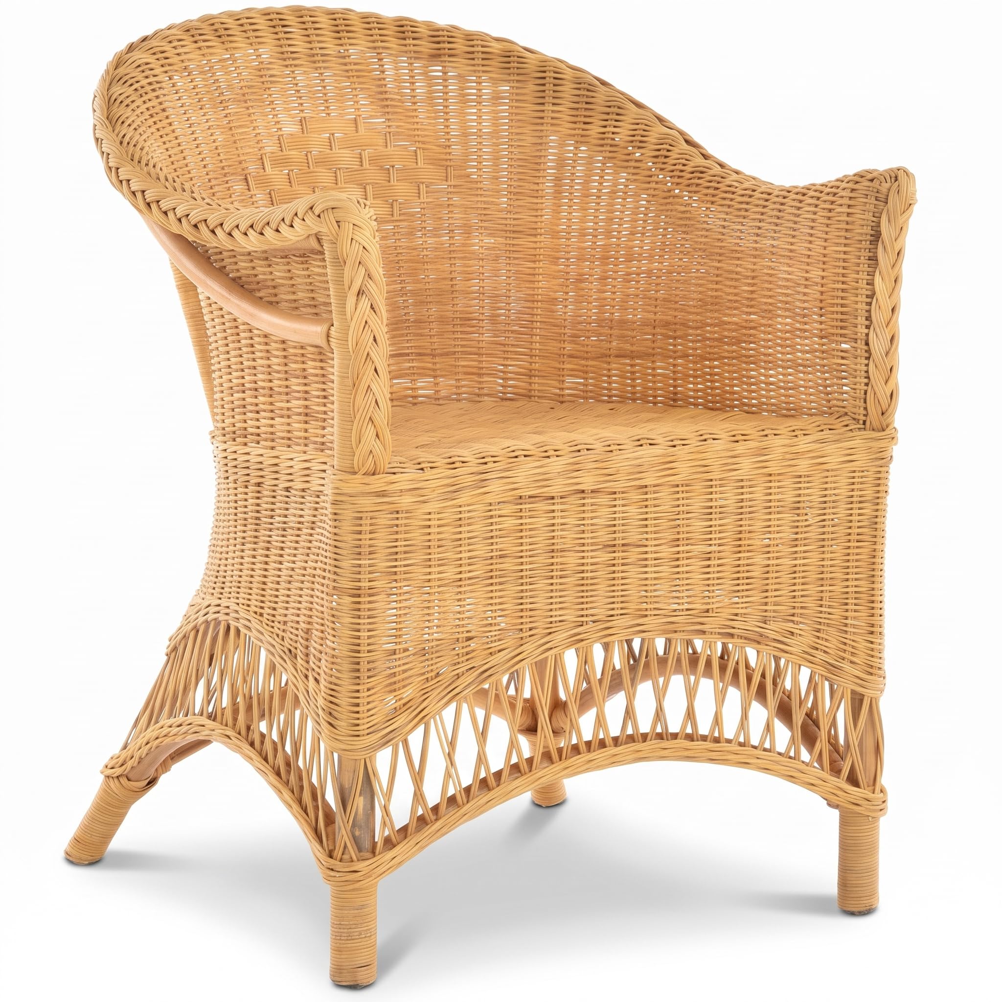 korb.outlet Rattan Chair, Country House Wicker Chair, Natural Rattan Wicker Chair, Wicker Chair, Conservatory, Honey Colour without Padding