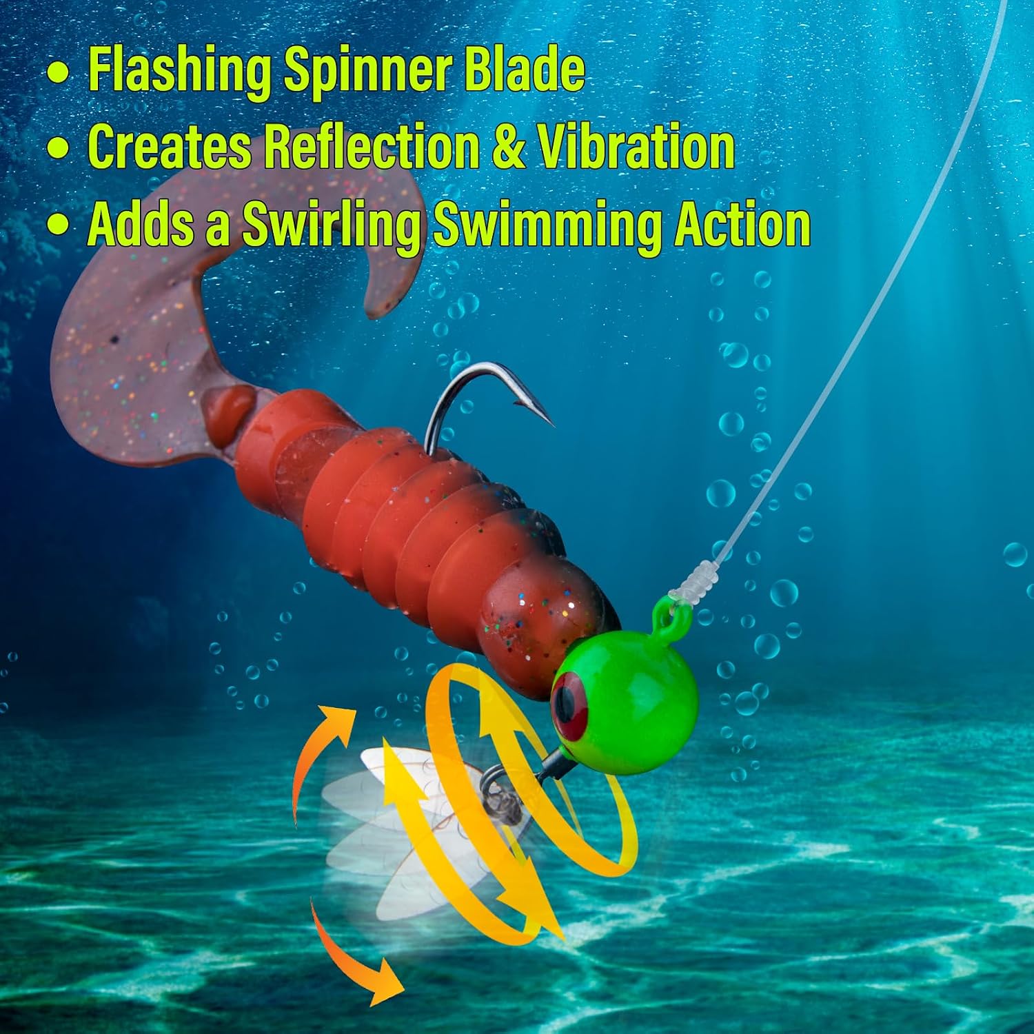 Dr.Fish 10 Pack Underspin Jigs Heads Freshwater Fishing Jig Spinner Stand up Swimbait Bass Walleye Fishing Hooks Willow Blade Round Bottom