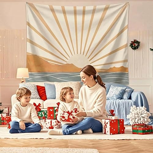 Miniatura 3 de Tapiz Bohemio para Colgar en la Pared para Estética de Dormitorio, Tapices Bohemios de Sol Amanecer Mar Vintage para Sala de Estar, Tapiz Retro