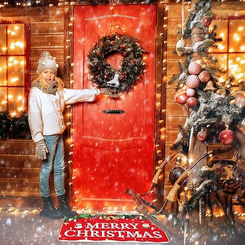Miniatura 4 de Nuanchu Tapete de puerta de entrada para interiores y exteriores, antideslizante, parte trasera de goma, divertido decorativo de Navidad para casa