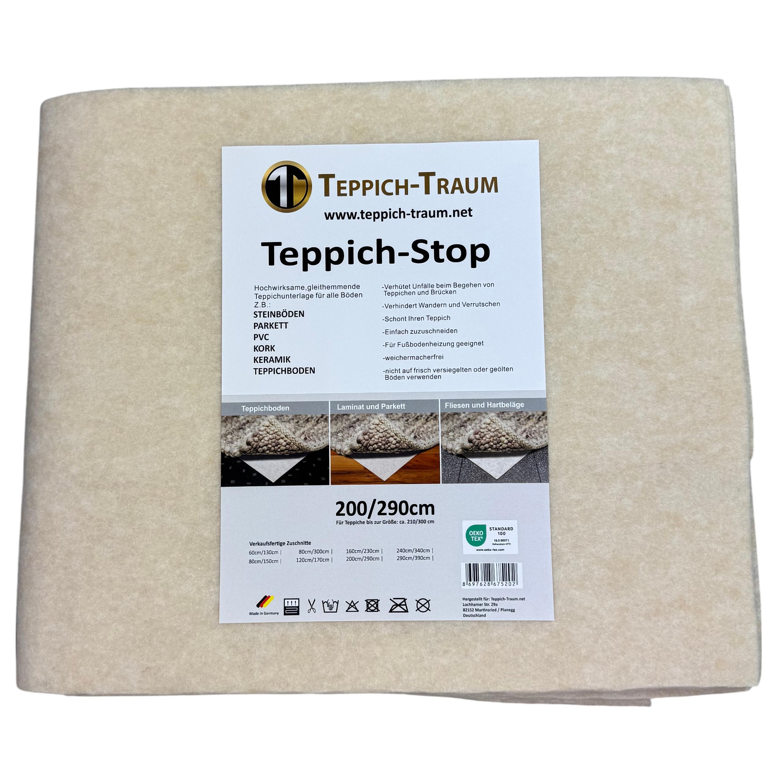 Teppich-Traum Alfombrilla antideslizante para suelo radiante, 200 x 290 cm