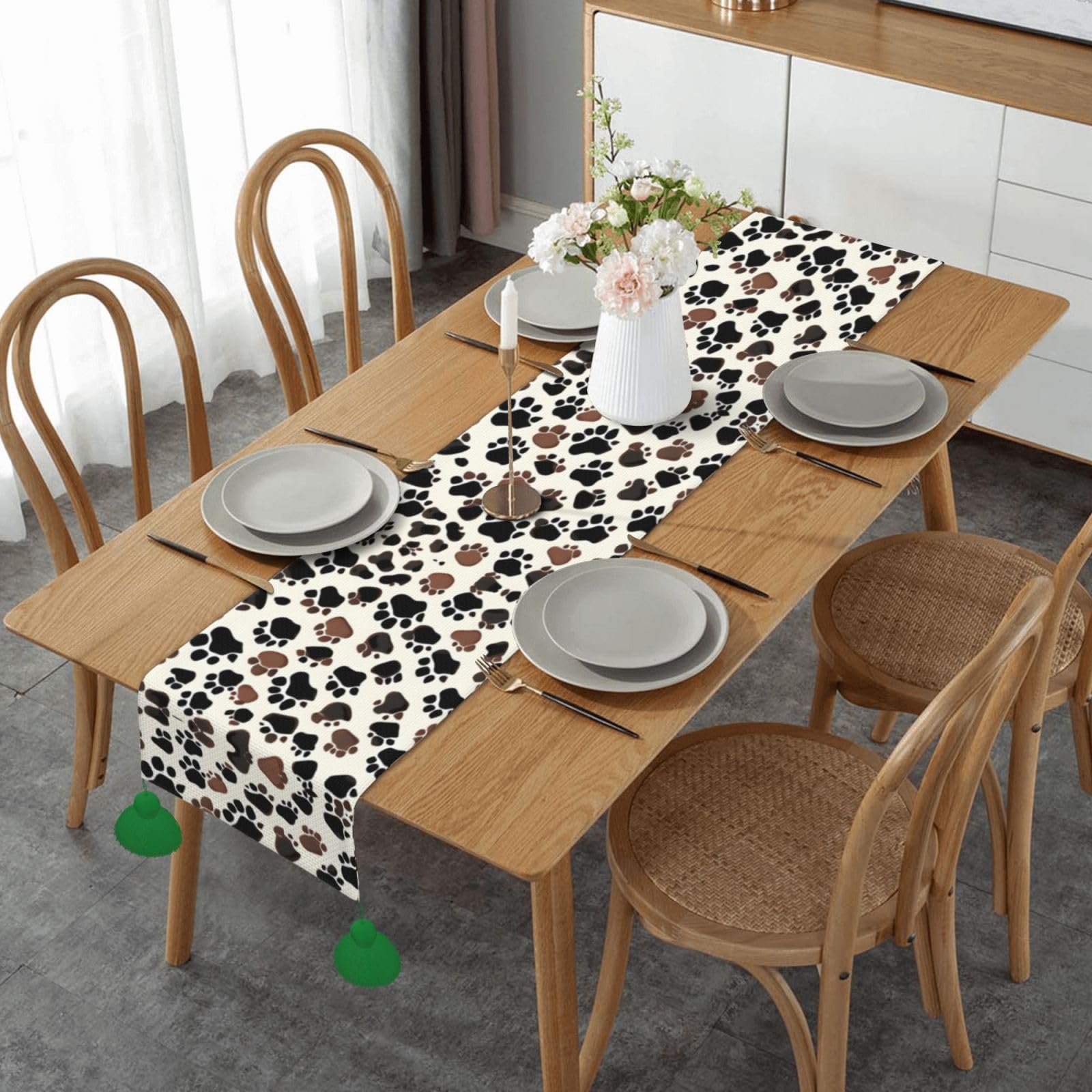 Chemin de table rustique pour repas de Noël et décoration de cuisine