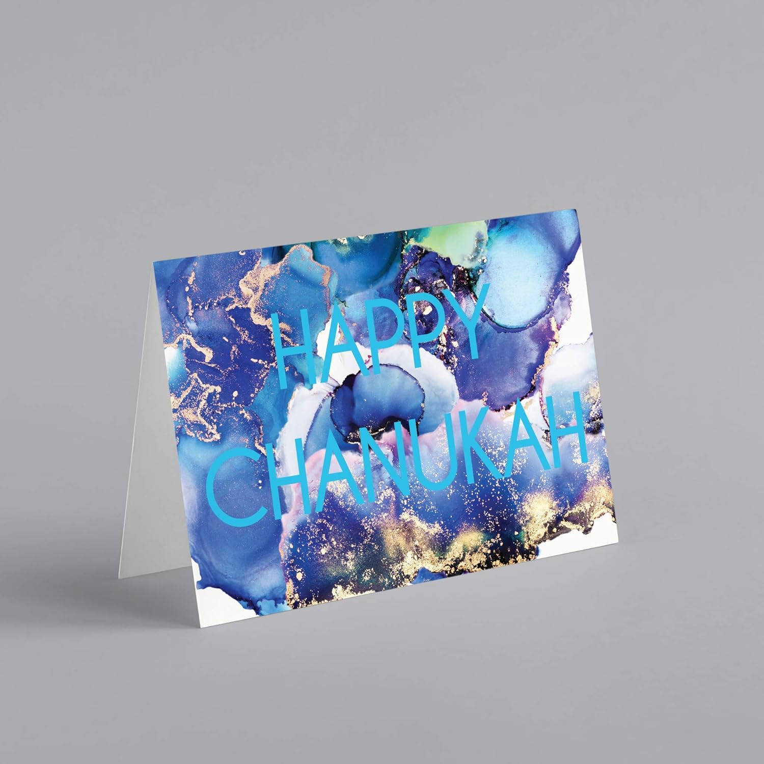 Ritzy Rose 24 Beautiful Watercolor Chanukah Greeting Cards - Blue and Purple Hanukkah Cards for the Jewish Holidays - Envelopes Included