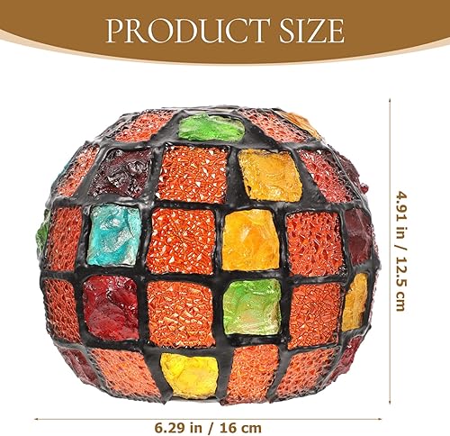 Miniatura 7 de OSALADI Pantalla de mosaico, pequeña vitral, colgante de techo, cubierta de luz, lámpara colgante turco-marroquí, accesorios de globo para