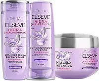 L'Oréal Paris Elseve Hidra Hialurônico Kit Shampoo 400ml + Condicionador 400ml + Creme de Tratamento 300G, Ação Preenchedora que Injeta 4X Mais Hidratação nos Fios Desde o Primeiro Uso