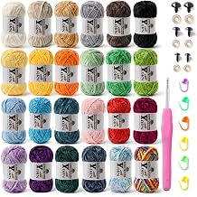 24 Pack Multicolor Crochet Yarns 2400g/2088yds Fluffy Chenille Yarn for Crocheting Fuzzy Velvet Yarn for Crochet Kit Baby Yarns for Crocheting Soft Amigurumi Set B 100g/87yds Each Skein
