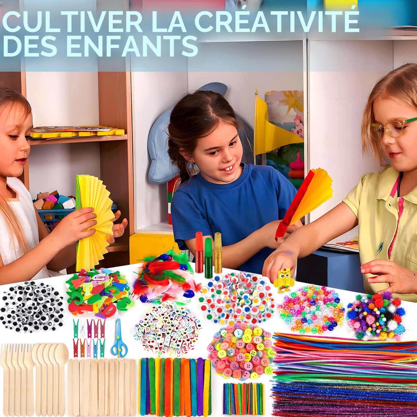 Purpledi 3300+ Pièces Kit Bricolage Enfants, DIY Activité Manuelle Loisir Creatif, Artistiques Cadeau Garçon et Fille ge 3+ Ans (A)