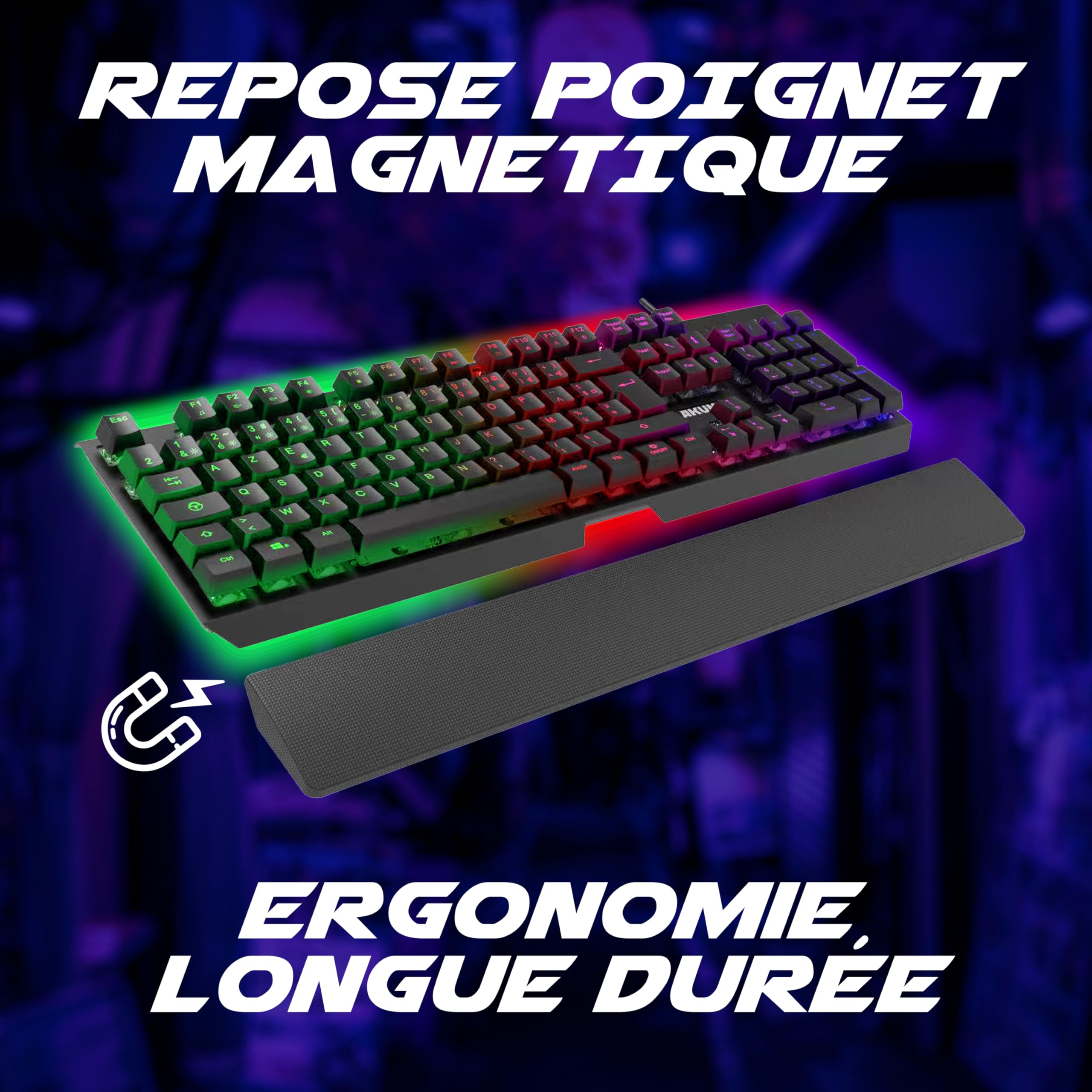 AKUMA Klawiatura gamingowa SHENEN K02 Membrana RETROECLAIRE z programowalną podstawką na nadgarstek RGB