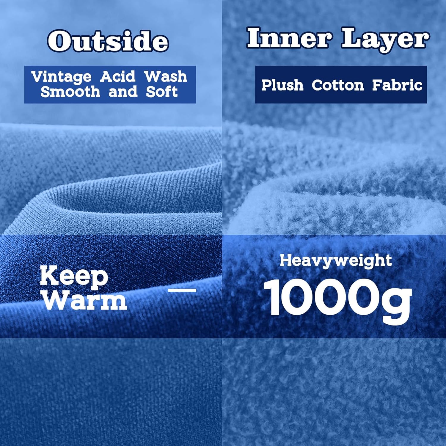 FAIABLE Womens Mens Double Zip Up Hoodie Oversized Acid Wash Heavyweight Hoodie Distress Cotton Fleece Full Zipper Sweatshirt - Image 5