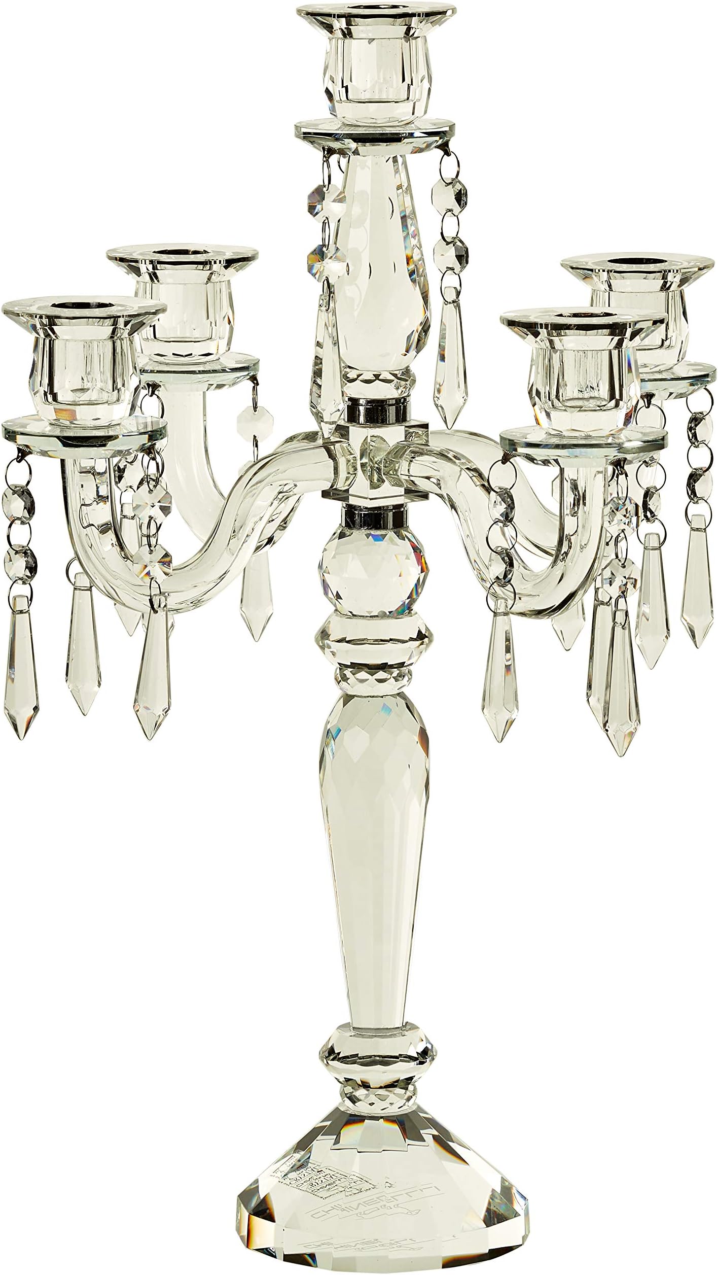 Chinelli Black Out Candlestick 5 Flames Pendants, Crystal, Neutral, 33 x 33 x 47 cm