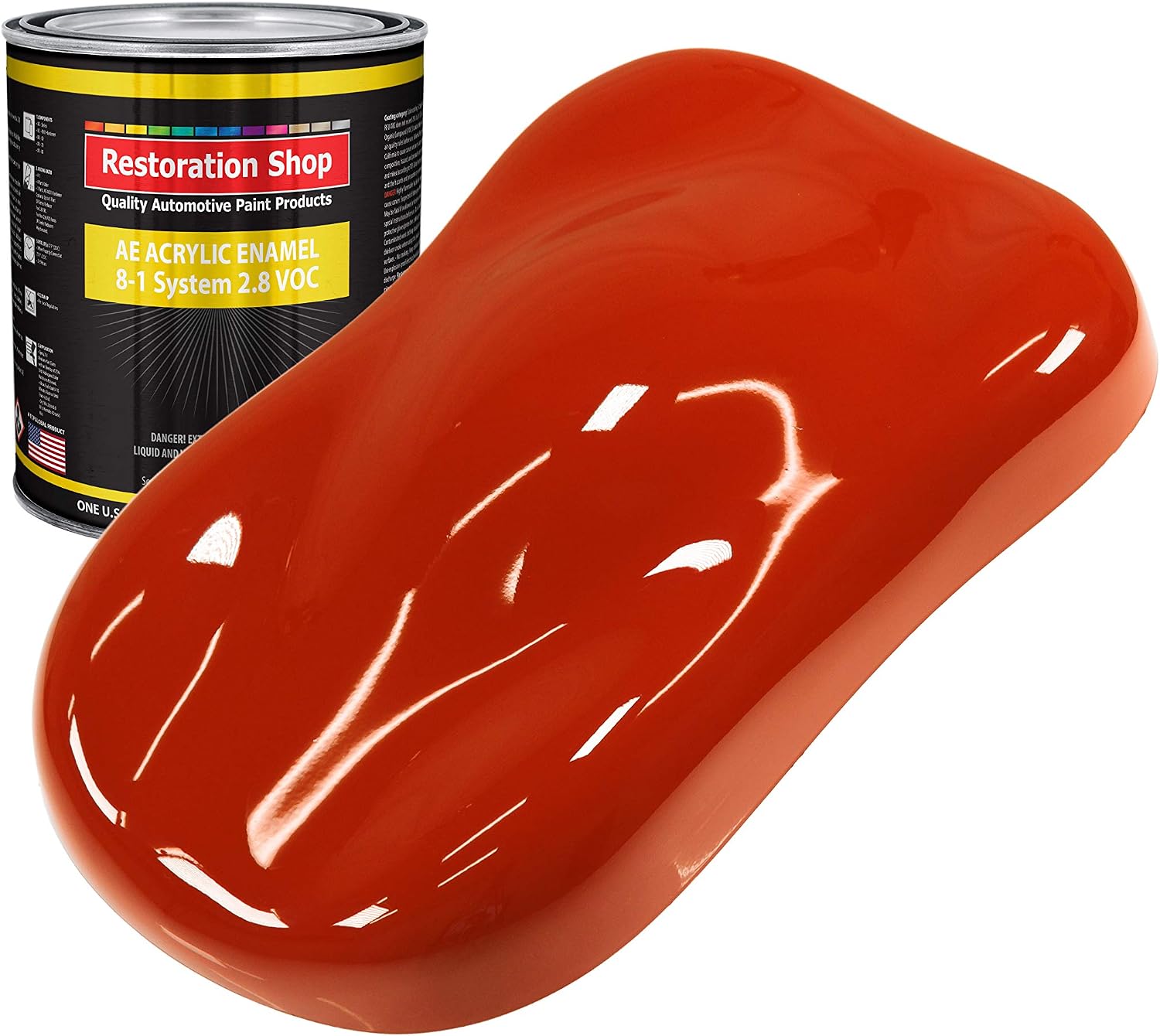 Restoration Shop - Hot Rod Red Acrylic Enamel Auto Paint - Quart Paint Color Only - Professional Single Stage High Gloss Automotive, Car, Truck, Equipment Coating, 2.8 VOC