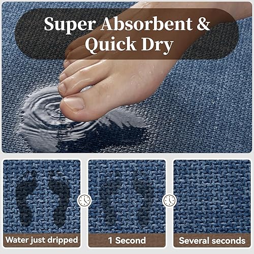 Miniatura 3 de MontVoo Alfombra de Baño - Alfombra Ultra Delgada Antideslizante para Baño de Secado Rápido, Respaldo de Goma, Alfombras de Baño Lavables que Caben
