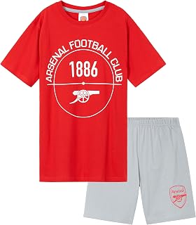 Boys Pyjamas Set Breathable 100% Cotton Nightwear Pyjamas for Kids Teenagers T-Shirt Shorts Football Lounge Wear 5-14 Years Supporters' Gear Arsenal Gifts for Boys