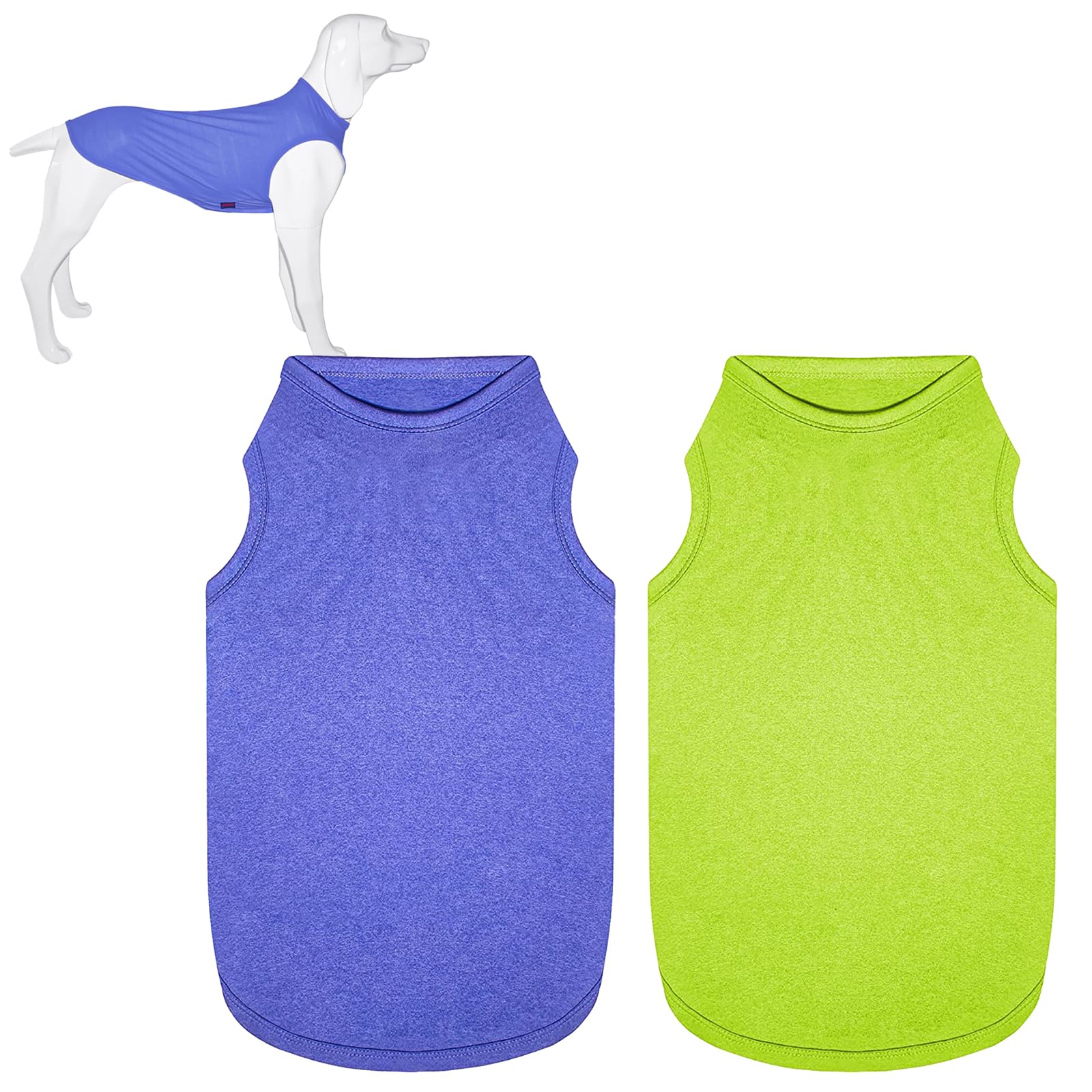 Kickred 2 Pack Dogs Shirts, Dog Summer Tank Top Vest, Breathable T Shirts Dog Clothes, Sun Protection Sleeveless Vest Dog Apparel Great for Summer - Deep Blue+Dark Green (M)