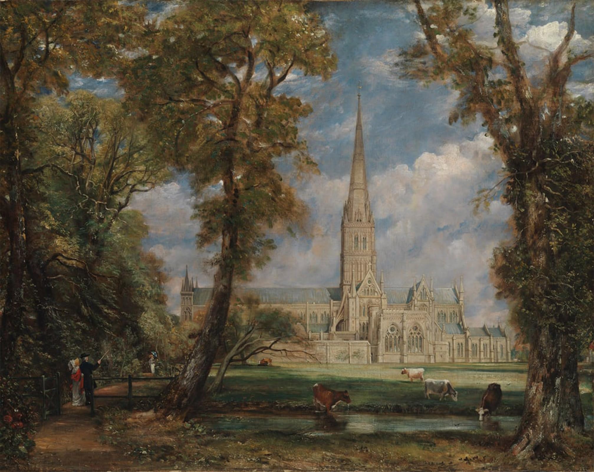 SERENDIPITP Retro Picture Poster Wall Art Pictures Painting Salisbury Cathedral From the Bishop s Grounds by John Constable Wall Art Canvas Print for Wall Decor 60x90cm