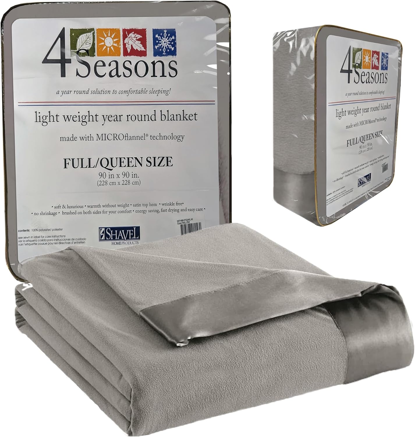 Thermee Micro Flannel Full/Queen Size Blankets, Lightweight All Seasons Cozy Blanket, Throw Blankets for Home and Living Room, Comfy & Soft Blanket for Couch, Machine Wash, No Pilling  Slate Grey