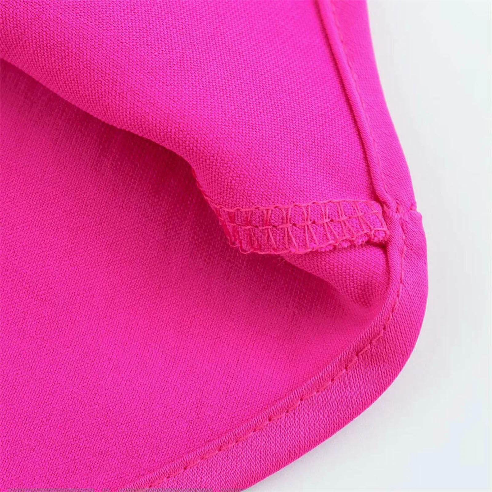 Abito Donna Invernale Fashion Femminile Estiva E Sexy Abito Midi per Texture A Pendente Asimmetrica -Rosa Rosso-XS